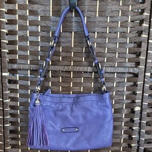 Danier Purple Leather Shoulder Bag with Tassel